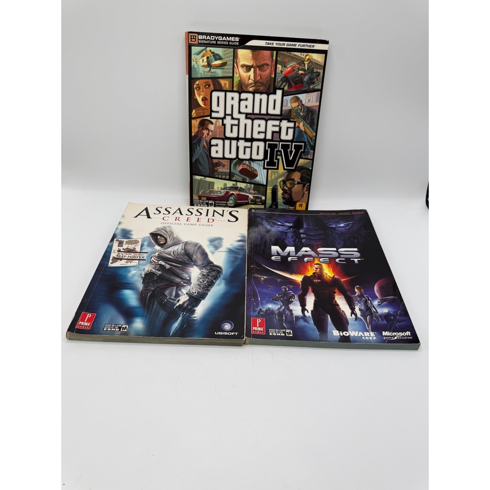 Prima BradyGames Strategy Guide Lot 3 GTA IV Mass Effect Assassin's Creed AS IS